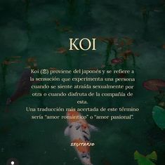 koi fish swimming in water with caption about koi's purpose and meaning