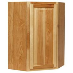 a wooden cabinet with no doors on the front and side panels, is shown in light wood