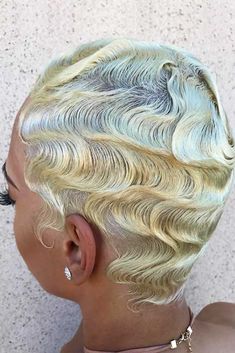 Finger Waves For Short Hair #shorthairstyles #naturalhair #hairstyles #pixiecut #fingerwaves Finger Waves Short Hair Blonde, Soft Finger Waves Short Hair Black Women, Blonde Finger Waves, Finger Waves For Black Women Dyed, Short Blonde Fingerwaves Black Women, Saweetie Finger Waves, African Natural Hairstyles