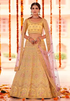 Yellow organza a line lehenga choli 8602  Desc:  Style : A Line Lehenga Choli Color : Yellow Fabric : Organza Wash Care : Dry clean Sleeve Style : Half Sleeve Long Sleeves : Done only in Custom Stitch Sleeves Lining : Done only in Custom Stitch Bust Size : 32 to 42 Inches Occasion : Wedding   Mehendi   Sangeet   Engagement   Reception   Baby Shower Pastel. With Express Free Shipping and Custom Stitching, Buy Indian Wedding Party Wear Lehenga Yellow organza a line lehenga choli 8602 online in USA Yellow Ghagra, Yellow Lengha, Lehenga Yellow, A Line Lehenga, Indian Lengha, Organza Bridal, Lehenga Choli Wedding, Yellow Lehenga, Organza Lehenga