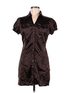 Ambiance Apparel Cocktail Dress Size: Medium Brown Dresses - used. No Fabric Content, Collared, Short, Short Sleeve | Ambiance Apparel Cocktail Dress: Brown Dresses - Used - Size Medium Cheap Brown Dress With Button Closure, Luxury Brown Short Sleeve Dress, Brown Cocktail Dress, Brown Cocktail, Brown Dresses, Brown Dress, Medium Brown, Cocktail Dress, Women Handbags