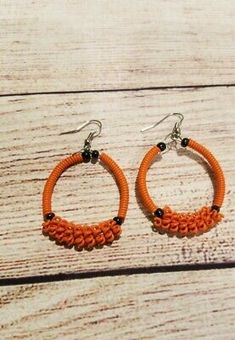 Bohemian Small Hoop Orange Jewelry, Orange Round Beads Bohemian Earrings, Bohemian Orange Round Hoop Earrings, Adinkra Earrings, African Earrings Handmade Inspire Uplift ⭐, South African, Boho Jewelry, Statement Earrings, Jewelry Art