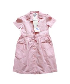 FRENCH VINTAGE 80's, very cute summer dress, light pink cotton fabric, buttoned ion the front, ties to knot at the waist. Brand " Absorba ". Size 3 years ( in size 4 years on photos, already sold ) Length  " / Shoulders " New old stock ( washed once ) I always refund overcharged shipping from 1 Euros overpaid ! Thank you for your visit Spring Short Sleeve School Dress, Spring School Dresses With Buttons, Casual Summer School Dresses, Vintage Dresses For School In Spring, Pink Short Sleeve Cotton Dress, Pink Cotton Dress With Pockets, Spring Cotton School Dress, Spring School Cotton Dresses, Cotton School Dresses With Buttons