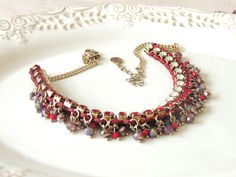 Amazing Bright red Vintage Necklace.. This Bohemian Ethnic style makes a statement without being heavy or imposing. The earthy brass-tone base color will compliment your whole wardrobe. This necklace will secure that instantaneous WOW to your look that will garner unending compliments ! Made from excellent quality materials, beads and stones beautifully decorated. Perfect with jeans, Lovely for wedding party, any other special occasion and also for daily life. Length: About 20-inch with a 3-inch Red Beaded Bohemian Bib Necklaces, Red Bohemian Bib Necklace For Festivals, Red Bohemian Necklace For Party, Bohemian Red Necklace For Party, Long Beaded Necklace, Red Vintage, Ethnic Style, Ethnic Fashion, Bright Red