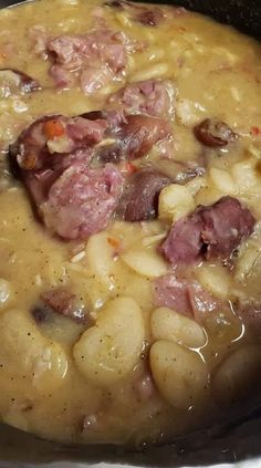 the stew is prepared and ready to be served in the pot or slow cooker