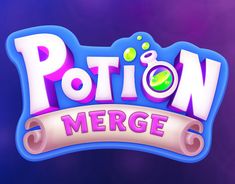 the logo for potton merge is shown in purple and blue colors with a banner