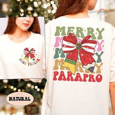 Paraprofessional Christmas Shirt Merry Parapro Shirt, Custom Christmas Parapro Sweatshirts, Teacher Aide, Para Team, Parapro Christmas Gifts ↓ Click here to view our additional fashionable collections ↓ https://handcraftedbyhelenn.etsy.com Product Details: - 100% Cotton (fiber content may vary for different colors) - Medium fabric (5.3 oz/yd2 (180 g/m2)) - Classic fit - Tear away label - Runs true to size Care instructions: - Machine wash: warm (max 40C or 105F); - Non-chlorine: bleach as needed; - Tumble dry: Medium - Do not iron; Do not dry clean ● Please choose your preferred style, size, and color from the dropdown menu or leave us a message in the "notes to seller" section. ● We are committed to processing and shipping your items as quickly as possible, but please note that custom pri Teacher Aide, Teachers Aide, School Psychologist, Christmas School, Psych, Custom Christmas, Christmas Shirt, Christmas Shirts, Cotton Fiber