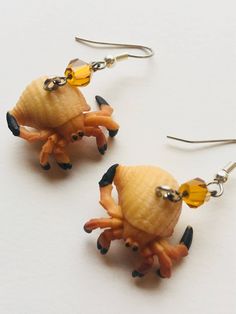 Sea hermit crab earrings Crab Earrings, Hermit Crab, Unique Earrings, Crab