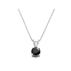 Add eye-catching style to your wardrobe with this sterling silver cubic zirconia pendant. Round black cubic zirconia stone emits dazzling sparkle. Sterling silver construction ensures lasting shine. Spring-ring clasp promises secure wear. Details: 7/16-in. pendant 16-in. necklace Sterling silver Size: One Size. Gender: female. Age Group: adult. Black Cubic Zirconia Jewelry With Diamond Cut, Black Round Cut Cubic Zirconia Jewelry, Black Sterling Silver Jewelry With Diamond Cut, Black Sterling Silver Diamond Cut Jewelry, Black Diamond Cut Sterling Silver Jewelry, Black Cubic Zirconia Pendant Jewelry, Sterling Silver Jewelry With Black Diamonds, Sterling Silver Jewelry With Black Diamonds Round Cut, Sterling Silver Jewelry With Black Diamonds In Round Cut