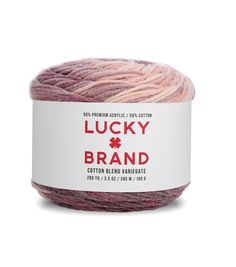 lucky brand cotton blend yarn in pink and red, with white label on the front