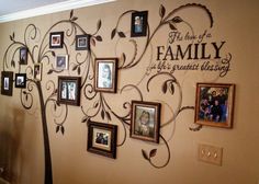 a family tree with pictures on the wall