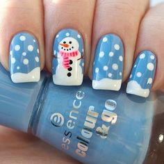 Snow Day! Nail Art Noel, Snowman Nails, Fingernail Designs, Holiday Nail Designs, Cute Christmas Nails, Christmas Nail Art Designs, Snowflake Nails, Holiday Nail Art, Winter Nail Art