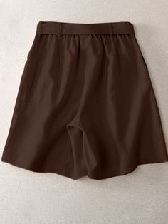 Solid Casual Wide Leg Shorts with Belt for Women High Waist Brown Shorts With Elastic Waistband, Brown High Waist Shorts With Elastic Waistband, Brown High-waist Shorts With Elastic Waistband, Brown Elastic Waistband Shorts, Brown Short Bottoms With Elastic Waistband, Brown Summer Shorts With Belt Loops, Short Brown Bottoms With Elastic Waistband, Solid Paperbag Waist Bottoms With Elastic Waistband, Solid Color Paperbag Waist Bottoms With Elastic Waistband