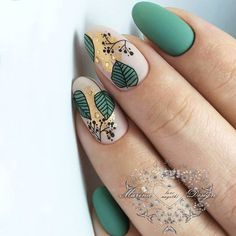 Nail Art Leaf, Nail Master, Boho Nails, Green Nail Designs, Nagel Tips, Matte Nails Design, White Nail, Floral Nails, Manicure E Pedicure