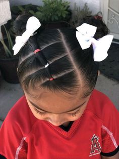 Pig Tails With Bows, Hairstyles With Bows For Kids, Pig Tails Hairstyles Kids, Pig Tail Hairstyles Kids, Hair Styles For Toddlers, Pig Tails Hairstyles, Preschool Hairstyles, Babygirl Hairstyle, Toddler Hair Dos