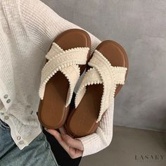 Lasaky - Chunky Platform Cross-Band Sandals: Comfortable, Soft Sole, Slip-Resistant Beach Shoes Bohemian Sandals, Sandals Comfortable, Thick Heel, Chunky Platform, Thick Heels, Beach Shoes, Beach Sandals, Sierra Leone, Trendy Fashion Women