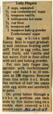 an old newspaper clipping with instructions for baking