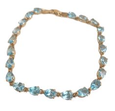 "Vintage Topaz Bracelet - 10k Yellow Gold Blue Gemstone 7\" Bracelet" Topaz Bracelet, Blue Gemstones, Chain Link Bracelet, Link Bracelets, Chain Link, Turquoise Necklace, Topaz, Jewelry Bracelets, Yellow Gold