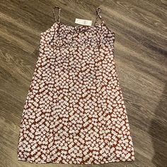 Nwt Women’s Dress With Beautiful Flower Print Brown Floral Print Dress With Square Neck, Brown Square Neck Dress For Spring, Spring Brown Square Neck Dress, Brown Square Neck Dress For Date Night, Chic Brown Mini Sundress, Casual Brown Summer Dress, Brown Summer Mini Dress, Sleeveless Brown Mini Dress For Brunch, Brown Mini Dress For Spring