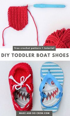 the crochet pattern is to make a toddler boat shoe