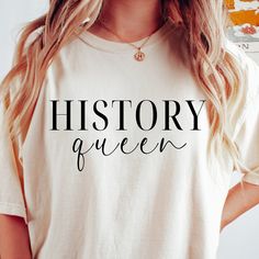 This history shirt makes a totally unique history gift for history teachers and professors, especially during Teacher Appreciation Week and more! Grab this tee today while it's on sale! Delivery Times: ◦ Production: 1 business day on average (maximum: 5) ◦ Shipping: 2 business days on average (maximum: 5) Unisex Fit: ◦ Extra soft, preshrunk unisex t-shirt ◦ Women: Semi-fitted, laidback, rollable, & tuckable ◦ Men: Fitted on upper body & loose around the belly ☞ Size up for a looser fit Soft Materials: ◦ Super soft, preshrunk tee with eco-friendly materials ◦ Black, White, & Navy: 100% soft ring spun cotton ◦ Heather Navy: 65% polyester & 35% cotton ◦ Sport Grey: 90% cotton & 10% polyester Football Wife Shirt, Coaches Wife Shirt, Choir Shirts, History Teacher Shirt, History Teacher Gifts, Funny History, Gifts For History Buffs, Coach Shirts, History Teacher