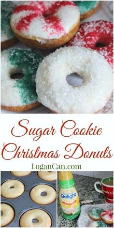 sugar cookie christmas donuts with icing and sprinkles