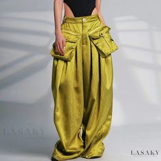 Lasaky - High-Waisted Wide-Leg Trousers with Flattering Fit and Convenient Pockets Style Wide Leg Pants, Fall 2024 Fashion, 2024 Fashion Trends, High Street Fashion, Pants Women Fashion, Hip Hop Style, Trouser Pants Women, Pantalon Large, Type Of Pants