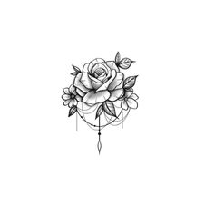 a black and white drawing of a rose