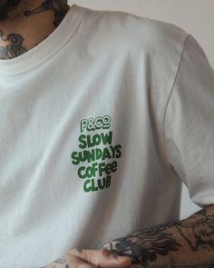 Slow Sundays Off White Graphic T-Shirt | Men's T-Shirts – P&Co USA Off White Graphic, Young Enterprise, Relaxed Fit Men, Slow Sunday, Building Brand, Graphic Shirt Design, Tshirt Design Inspiration