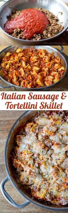 three different types of italian sausage and tortellini skillet