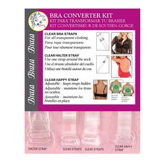 The following 3 adjustable straps address many common dressing dilemmas. • Clear Straps attach to any convertible bra. • Clear Happy Strap to keep bra straps from peeking out from under clothing and sliding off the shoulders. • Clear Halter Strap to use with those high-neck, bare shoulder fashions. CONTENTS:1 PAIR OF:CLEAR BRA STRAPS.CLEAR HALTER STRAPS.CLEAR HAPPY STRAP. SIZES: NARROW OR WIDE. MATERIAL: MOBILON/PLASTIC Made in China Micro-elastic Light Support Racerback Sports Bra, Beach Low-cut Bra With Adjustable Straps, Sporty Micro-elastic Bra With Adjustable Straps, Clear Strap Bra, Adjustable Straps Micro-elastic Bra, Clear Bra, Convertible Bra, Halter Strap, Bare Shoulders