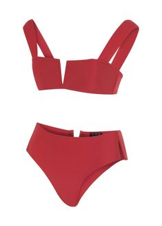 Victoria is the breathtaking bikini that has come to steal your heart. Featuring a squared neckline with exquisite cleavage and a stunning bottom with V-shaped slits, this playful duo looks sexy yet sporty. The high-rise bottom  (featured here) has a seductive V-shaped detail on the back that creates a sophisticated si Eyewear Kids, Squared Neckline, Designer Bikinis, One Piece Clothing, White Jewelry, Designer Swimwear, Swimwear Outfit, Cover Up Dress, Burgundy Color