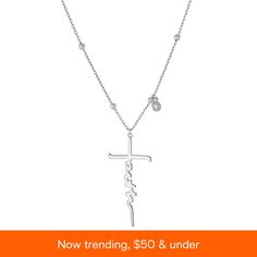 in stock Adjustable Nickel Free Cross Pendant Necklace, Adjustable Nickel-free Cross Pendant Necklace, Adjustable Silver Cross Necklace With Clavicle Chain, Personalized Adjustable Cross Pendant Jewelry, Adjustable Dangle Necklace For Mother's Day, Faith Cross, Cross Pendant Necklace, Cross Pendant, Cubic Zirconia