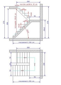 two drawings of stairs with measurements for each one and the other side, showing how they are