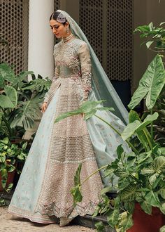 Pakistani Bridal Walima Wear in Turquoise Color Front Open Gown, Fairytale Bride, Baju Kahwin, Walima Dress, Raw Silk Lehenga, Desi Wedding Dresses, Asian Bridal Dresses, Latest Bridal Dresses, Bridal Dresses Pakistan