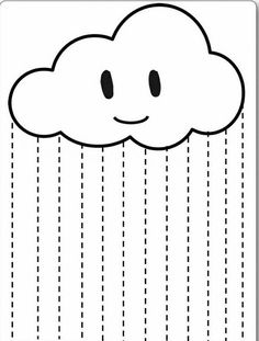 a cartoon cloud with rain coming out of it's center and smiling face in the middle