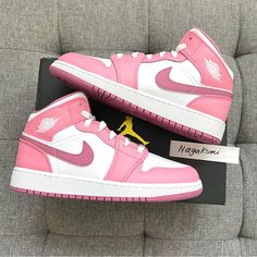 Nike Air Jordan 1 Retro Mid Pastel Pink White Shoes New Release + Best Seller These Shoes Come With Youth’s Size Hese Shoes Come With Youth’s Size 4 Youth = Women’s 5.5 (Last) 4.5 Youth = Women’s 6 (Last) 5 Youth = Women’s 6.5 (Last) 5.5 Youth = Women’s 7 (Last) 6 Youth = Women’s 7.5 (Last) 6.5 Youth = Women’s 8 (Last) 7 Youth = Women’s 8.5 (Last) Check Out With Women’s Size Only !!! Brand New With Original Box Sweet Colorway Ship Same Or Next Day All Sales Final. 100% Authentic #Nike #Jordan1 # Women’s Jordan Shoes, Nike Air Jordans Pink, Pink Shoes Jordans, Cute Pink Jordans, Cute Jordan 1s, Pink Jordan 1s, Hot Pink Jordans, Pink Nike Shoes Outfit, Pink Aesthetic Shoes