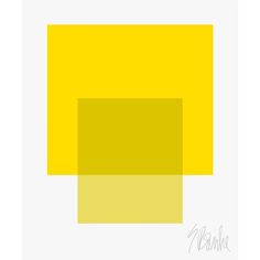 an abstract painting with yellow and white squares in the center, on a white background