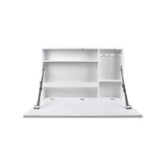 PRICES MAY VARY. WORK COMFORTABLY AT HOME – This wall-mounted desk can be attached to any wall to create a convenient and comfortable space to work from home. OPEN AND CLOSE AS NEEDED – The spacious desk and interior shelves can be instantly hidden away by closing the door with the magnetic latch. TAKE NOTES AND MAKE LISTS – Use the chalkboard front on this floating desk to jot down notes, to-do lists and more when the desk is closed. EASY TO HANG – The included French cleat wall-mounting hardwa White Wood Desk, Murphy Table, Murphy Desk, Wall Mounted Table, Storage Cubby, Wall Mounted Desk, Floating Desk, Folding Desk, Wall Desk