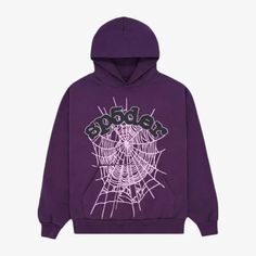 Sp5der 'OG Web' Pullover Hoodie Grape / Purple (SS23) SP5-8D-WEB-HGR - SOLE SERIOUSS (1) Sp5der Hoodie, Man Spider, Embellished Denim Jacket, Purple Hoodie, Embellished Denim, Young Thug, Style Streetwear, Pullover Men, Women Pullover