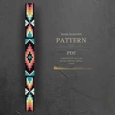 the beaded bracelet pattern is displayed on a gray background