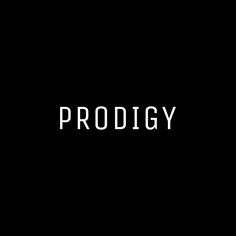 the word prodigy written in white on a black background