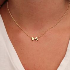 Heart Initial Personalized Letter Necklace FancySticated Heart Initial Necklace, Personalized Pendant Necklace, Dainty Initial Necklace, Alphabet Necklace, Personalized Letters, Personalized Pendant, Name Jewelry, Letter Necklace, Gold Plated Necklace