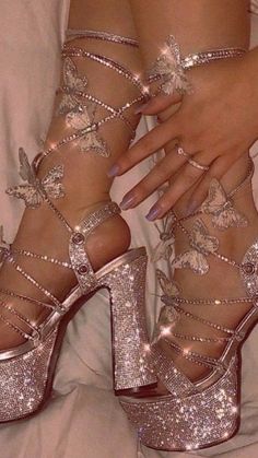 Bling High Heels, Bling Heels, Pretty Heels, Fancy Heels, Heels Aesthetic, Fashion Shoes Heels, Cute Shoes Heels, Bling Shoes, Cute Nike Shoes