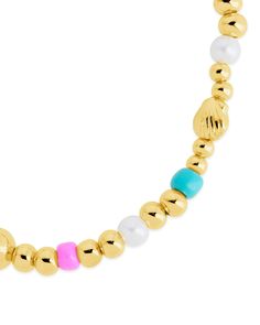 Elevate your style with the Truvy Beaded Stretch Bracelet. Crafted with colorful glass beads and adorned with delicate shell charms, this beaded bracelet adds a touch of sophistication to any outfit. Materials: 14K gold or rhodium plated brass, shell pearls, colored glass beads Features: Measures 7" length, 3mm/4mm/6mm metal beads, 4mm pearls, 4mm colored beads, 6mm shell beads, Lead & Nickel free, stretch bracelet- one size fits most Brass Shell, Solid Gold Bracelet, Statement Drop Earrings, Mens Accessories Jewelry, Men Earrings, Earring Sale, Shell Beads, Beaded Stretch Bracelet, Jewelry Case