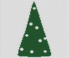 a cross stitch christmas tree with white dots on the bottom and green trees in the middle