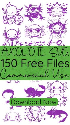 an image of cartoon animals with the text axolot svc 150 free files