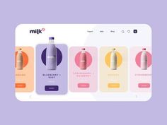 the milk app is designed to look like it has different types of bottles on it