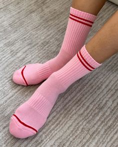 The Boyfriend Sock is one of the signature styles and a year round bestseller. She is the perfect mix of function and fashion creating an effortless sporty vintage charm to any outfit. She is slightly longer than a classic crew and has a contrast double stripe. Durable and comfortable she upgrades any outfit. One of Le Boyfriend Socks, Eclectic Grandpa, Pink Milk, Book Clothes, The Boyfriend, Online Fashion Boutique, Sport Socks, Pink Cotton, Chucks Converse