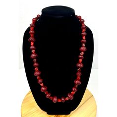 Vintage Red Leather Wrap Beads And Geometric Red Beads Necklace Side Closure 28”. Good Used Vintage Condition Super Rare Necklace Unsigned, Please Review All My Pics And Measurements. Elegant Red Long Beaded Necklace, Elegant Long Red Beaded Necklace, Elegant Red Long Necklace With Round Beads, Red Beaded Long Necklace, Elegant Handmade Red Long Necklace, Red Beaded Necklaces With Large Beads, Adjustable Red Beaded Long Necklace, Red Polished Beads For Jewelry Making, Red Beaded Long Necklace As Gift